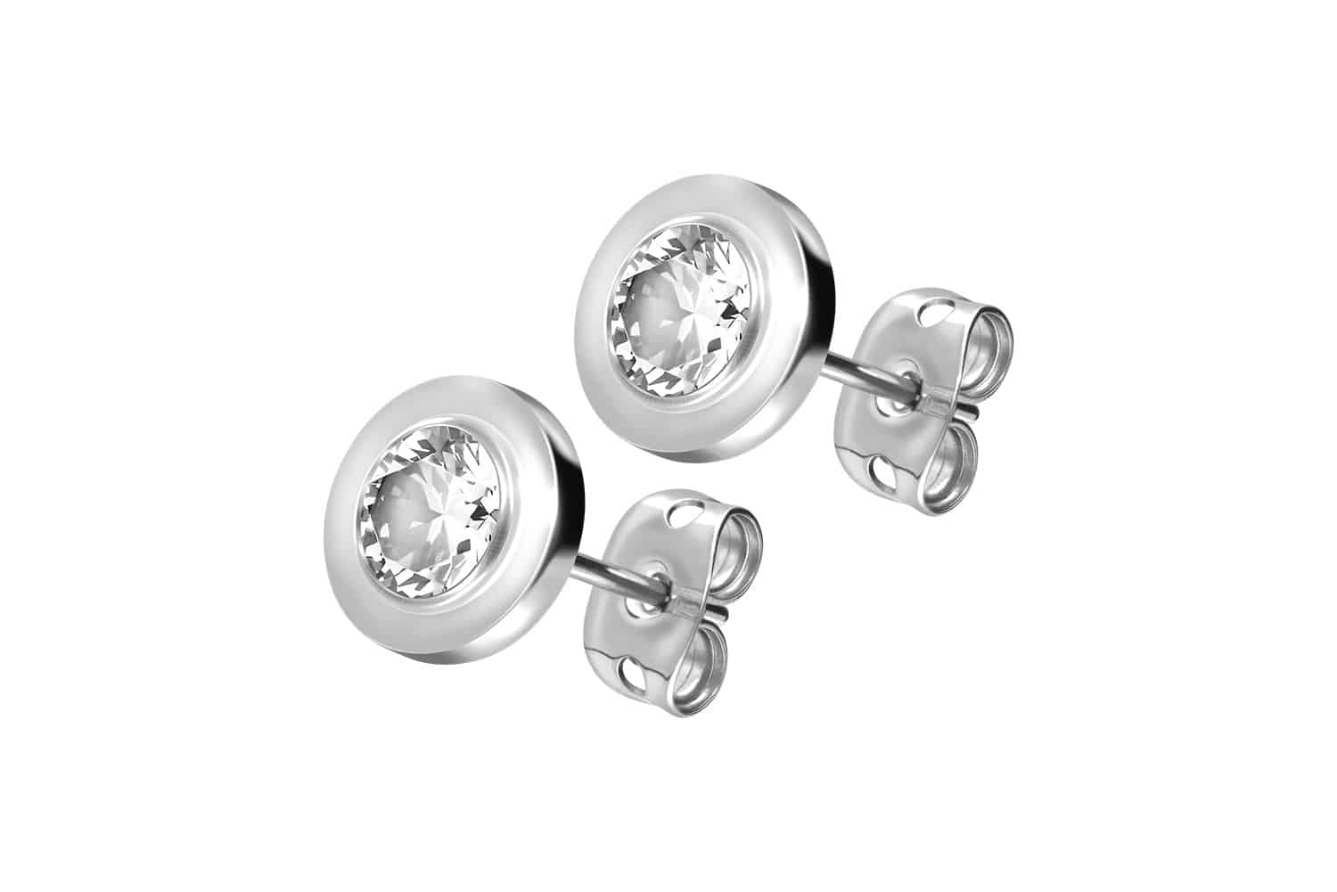 Titanium ear studs DISC + CRYSTAL