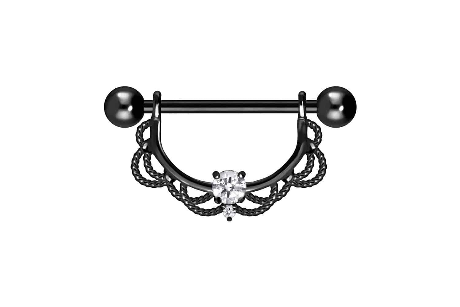 Chirurgenstahl Nippelpiercing ORIENTALISCHES DESIGN + KRISTALL