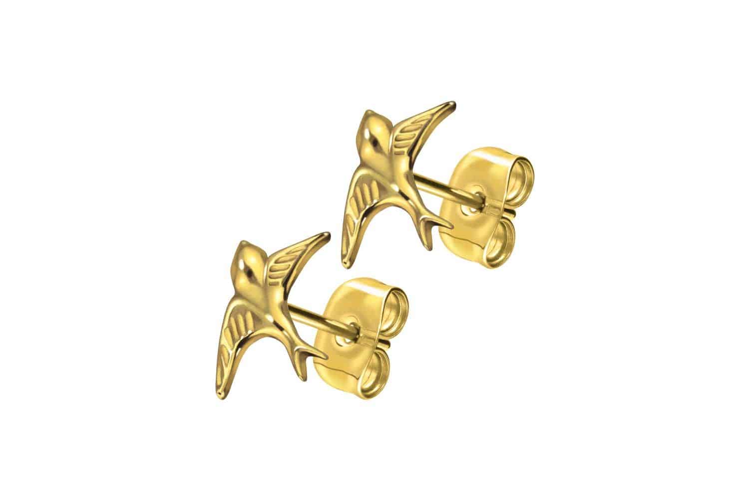 Titanium ear studs SWALLOW