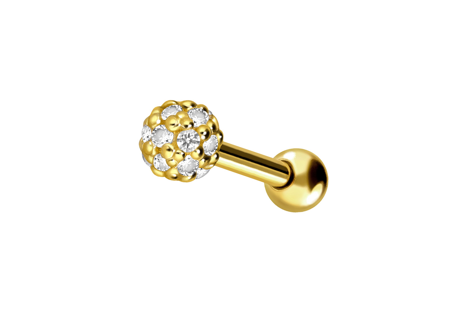 18 Karat Gold Ohrpiercing KRISTALLKUGEL