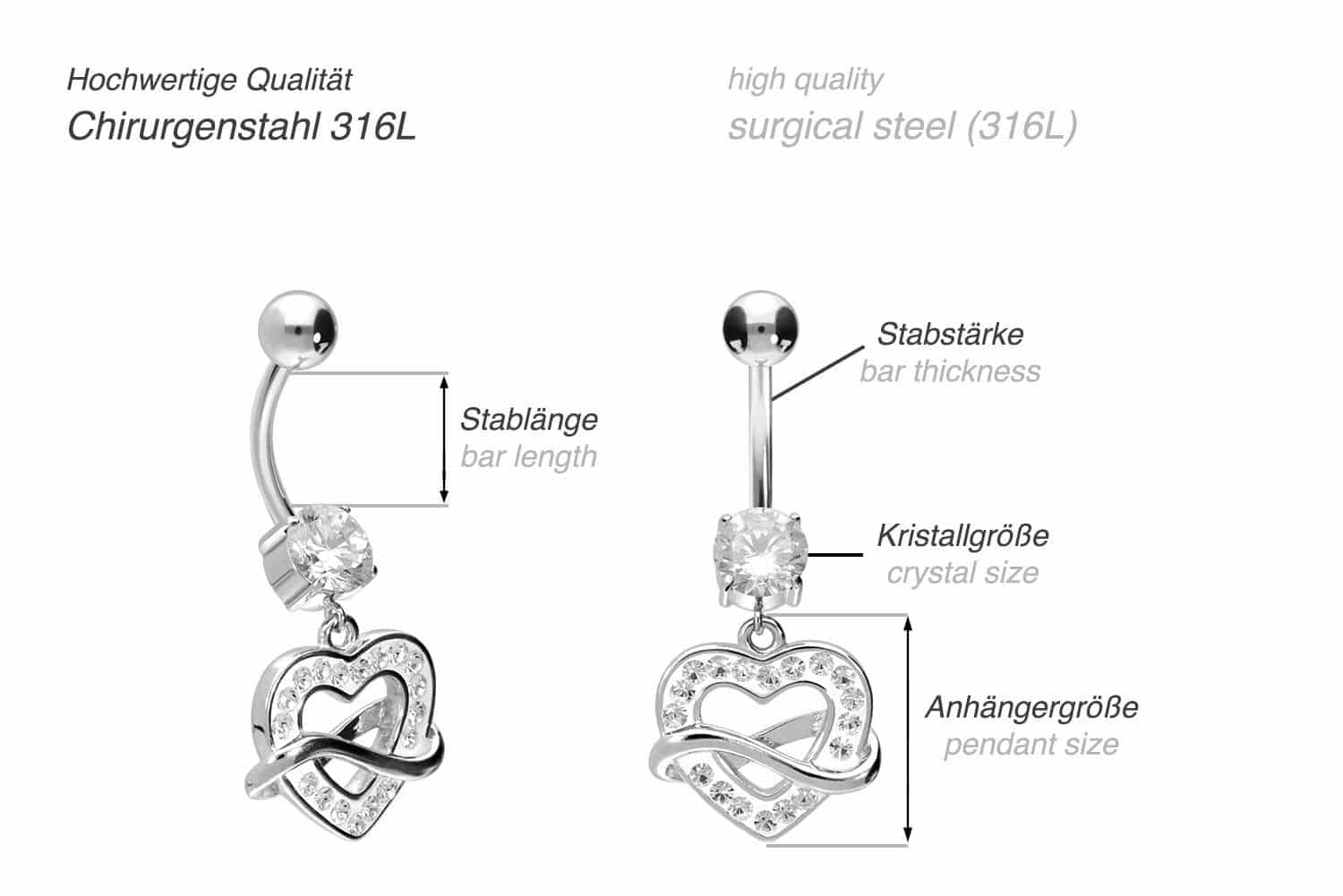 Surgical steel bananabell HEART + INFINITY