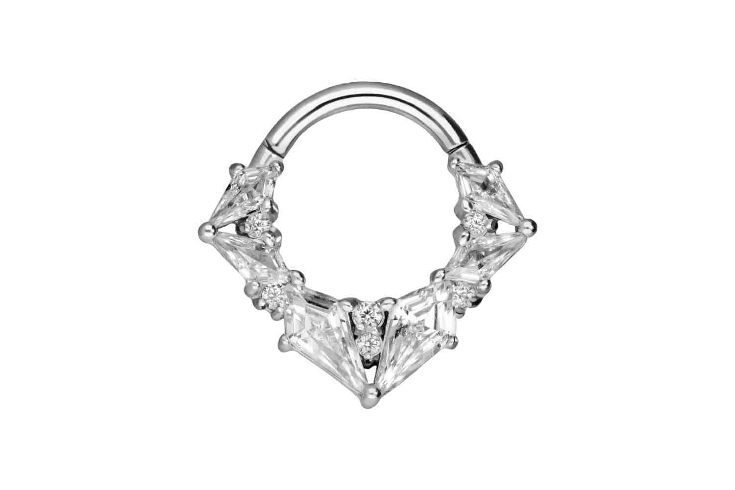 Surgical steel segment ring clicker SETTED CRYSTALS