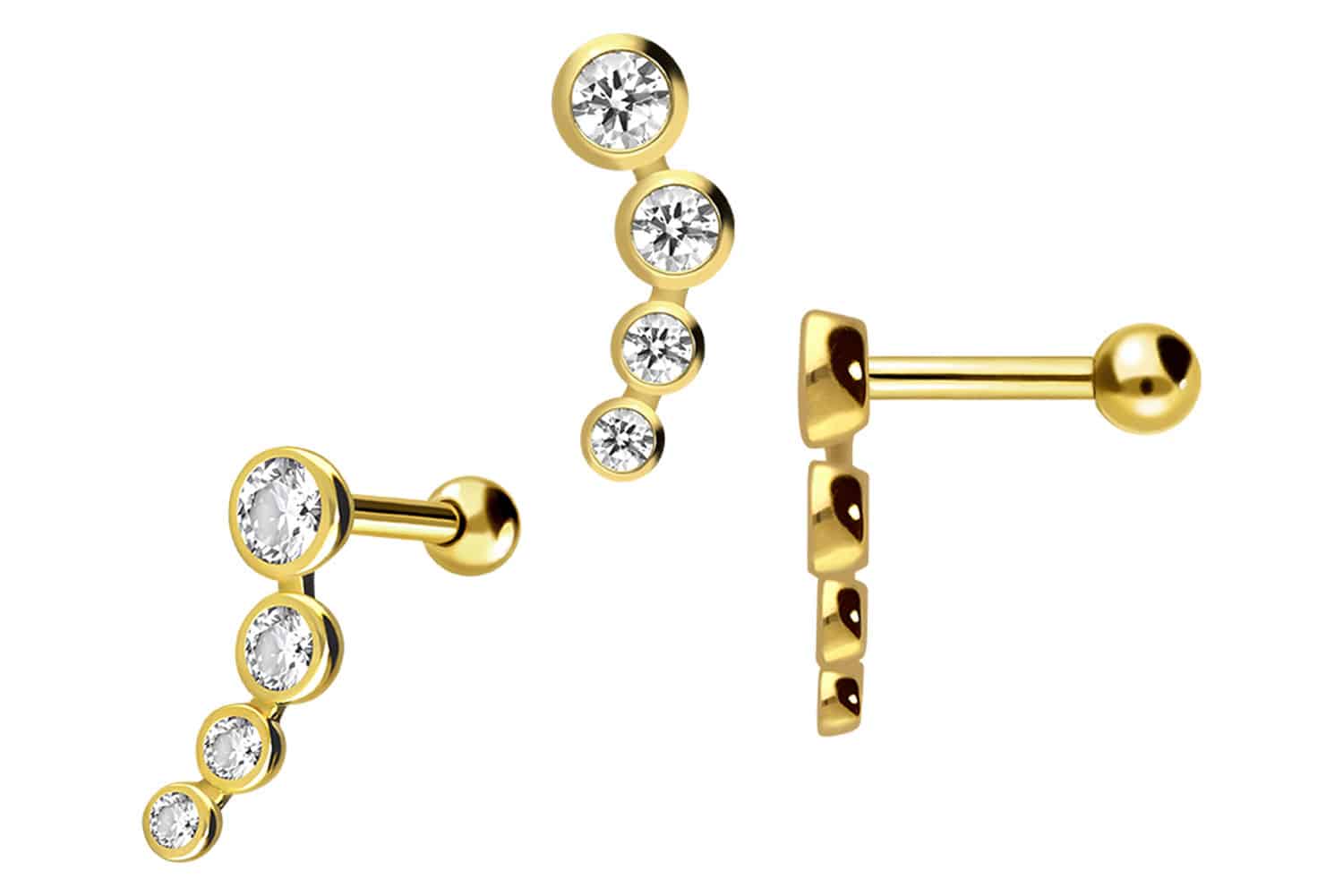 18 Karat Gold Ohrpiercing 4 KRISTALLE