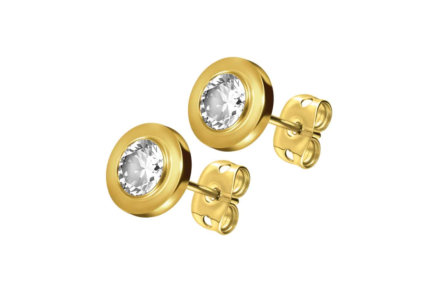 Titanium ear studs DISC + CRYSTAL