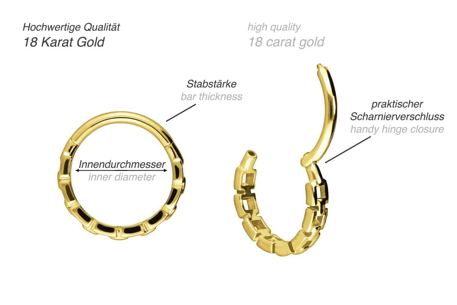 18 carat gold segment ring clicker CHAIN DESIGN