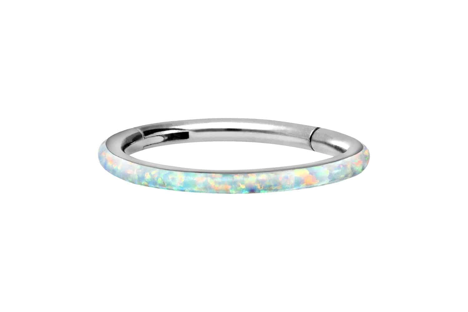 Titanium segment ring clicker SYNTHETIC OPAL