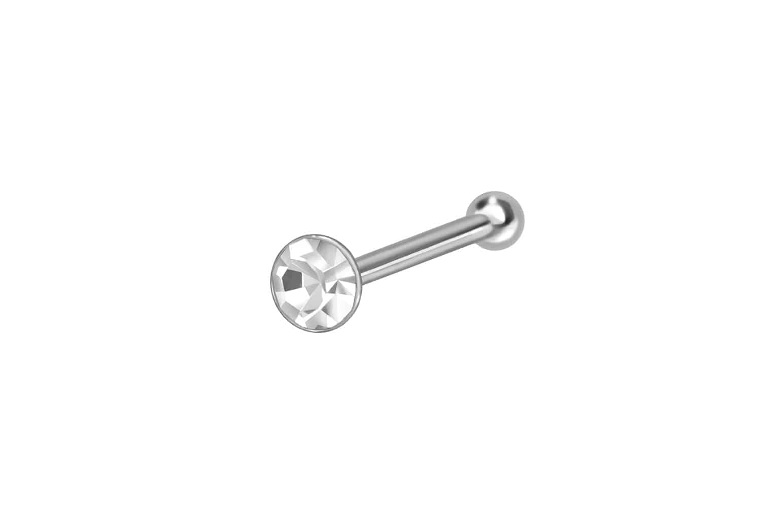 925 silver nose stud pin ROUND CRYSTAL