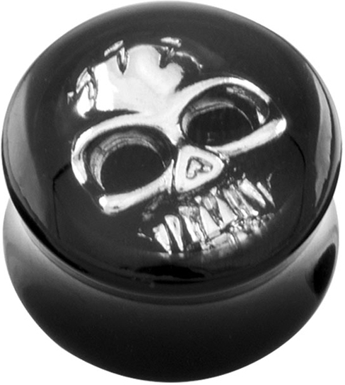 Acrylic double flared plug 3D SKULL ++SALE++