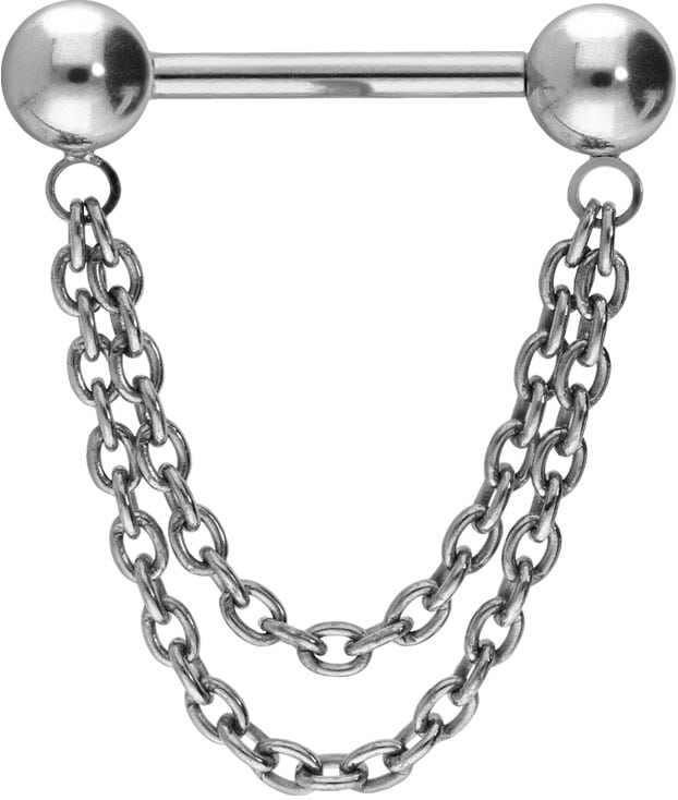 Titanium barbell with push fit 2 CHAINS