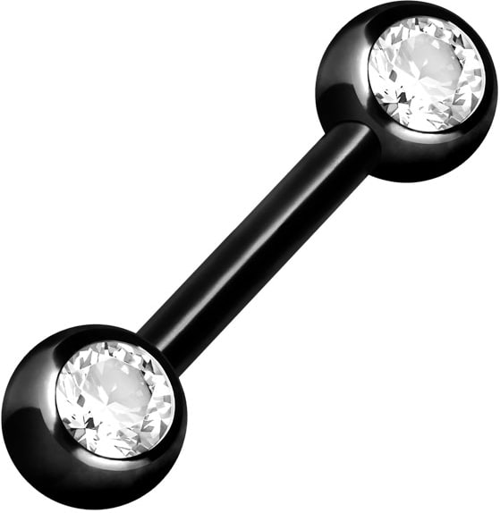 Surgical steel barbell LATERAL CRYSTALS