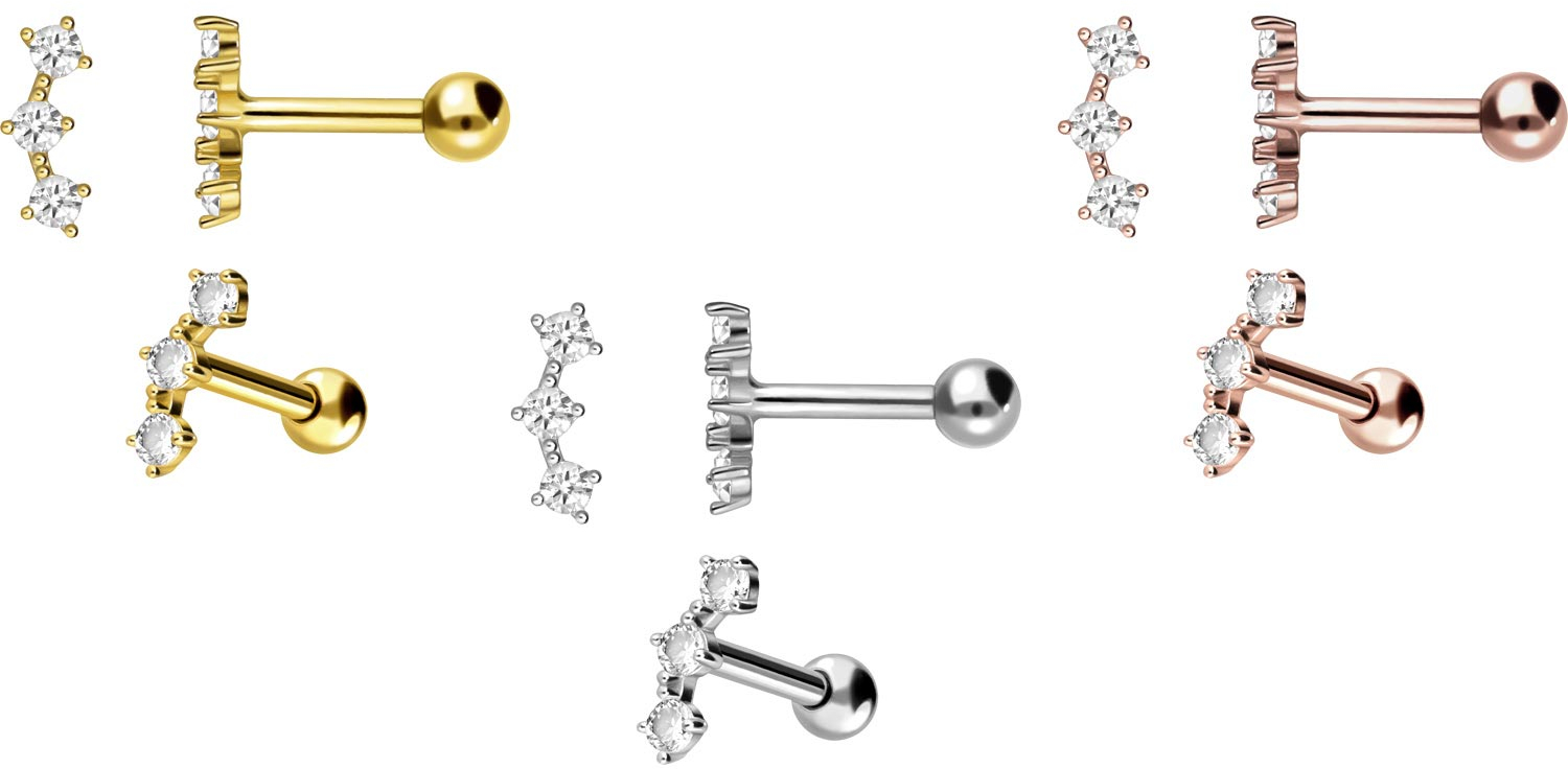 18 Karat Gold Ohrpiercing 3 KRISTALLE