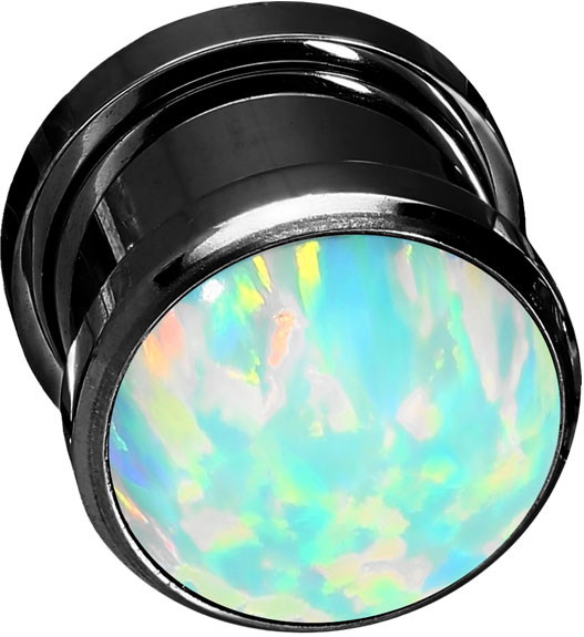 Surgical steel plug SYNTHETIC OPAL ++SALE++