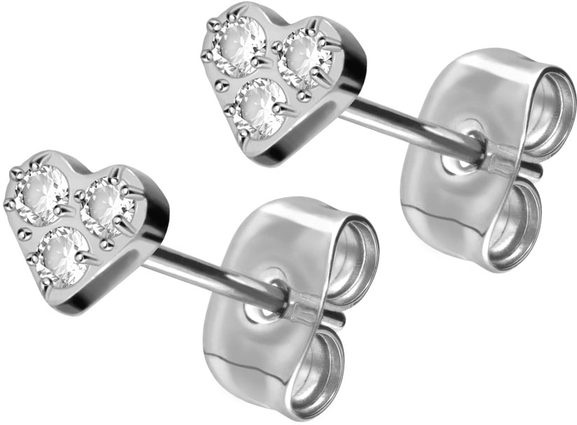 Titanium ear studs CRYSTAL HEART