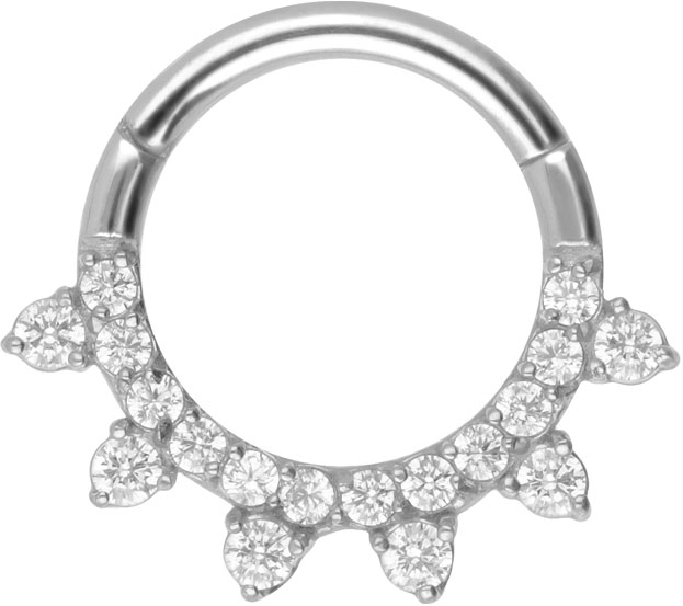 Surgical steel segment ring clicker SETTED CRYSTALS