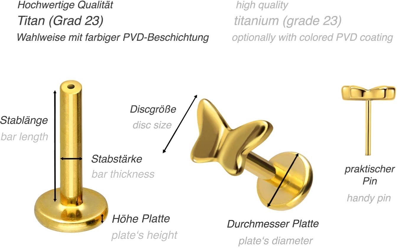 Titan Labret mit Push Fit SCHMETTERLING