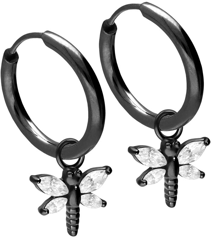 Surgical steel ear clicker creoles DRAGONFLY