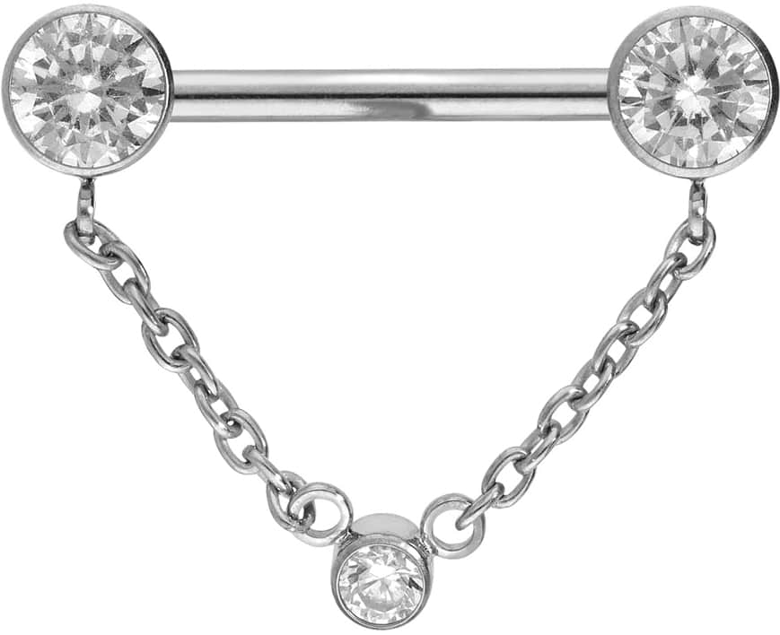 Titanium barbell with push fit CHAIN+ CRYSTAL DISCS