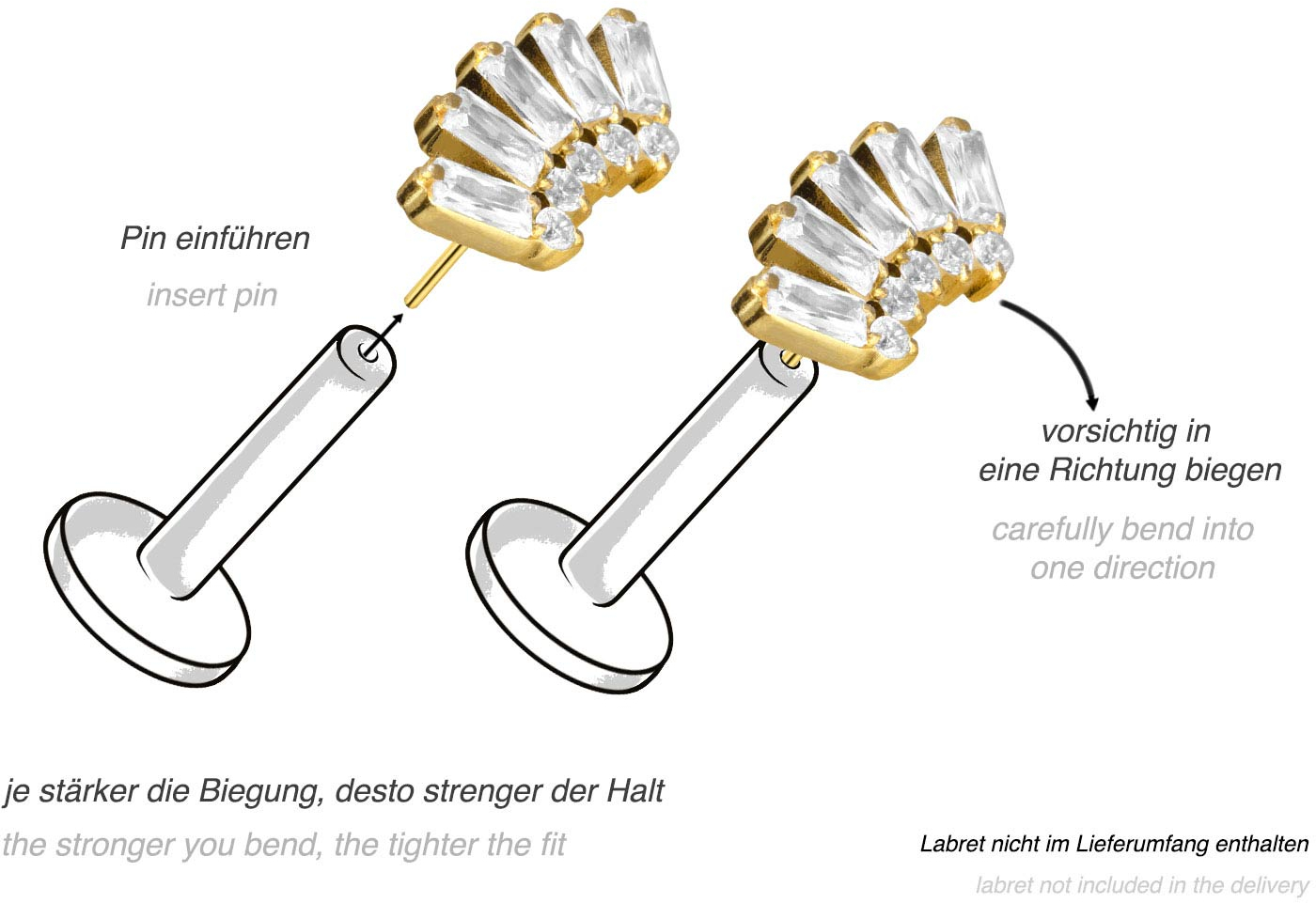 Titanium attachment with push pin 10 SETTED CRYSTALS