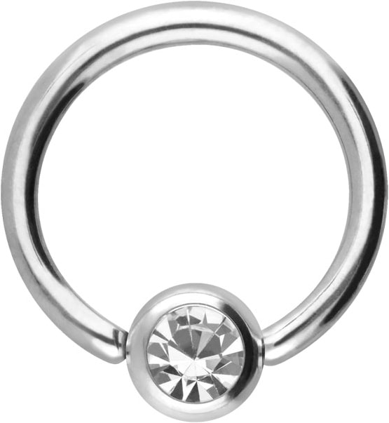 Surgical steel ball closure ring CRYSTAL