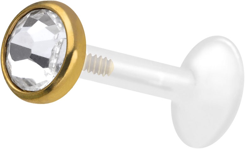 PTFE labret wih internal thread + titanium attachment CRYSTAL DISC