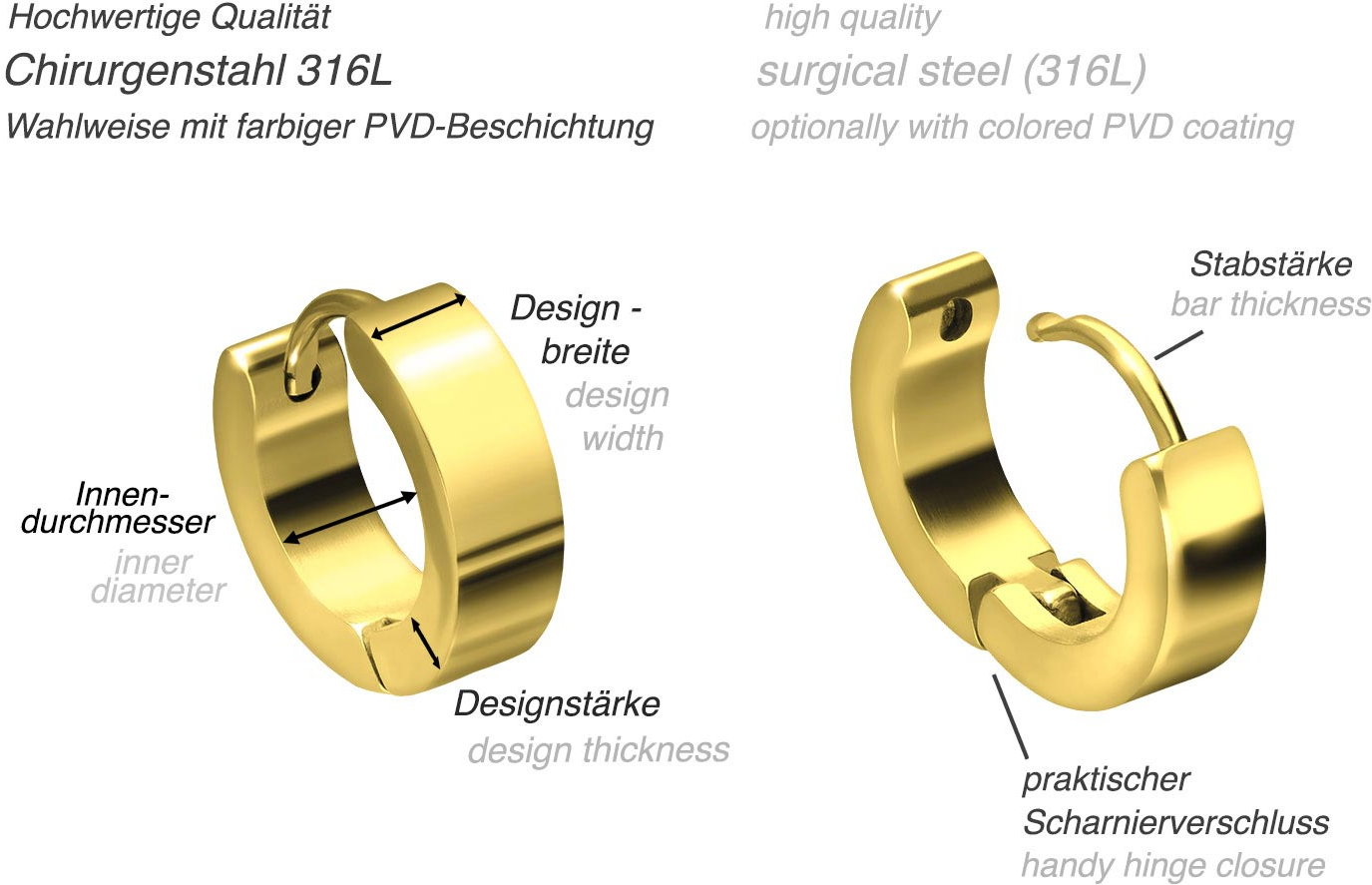 Surgical steel creoles ROUNDED