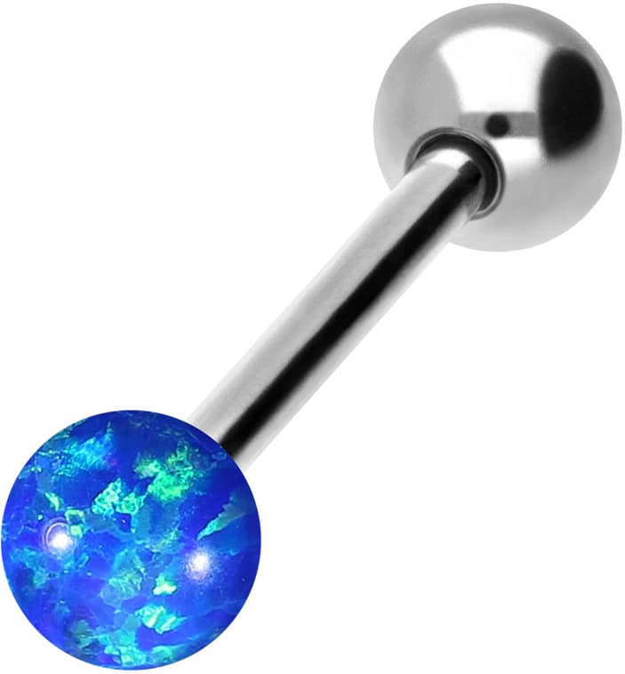 Titanium barbell SYNTHETIC OPAL + TITANIUM BALL