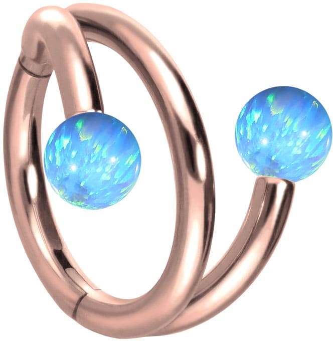 Titanium segment ring clicker with internal thread 3 RINGS + 2 SYNTHETIC OPALS