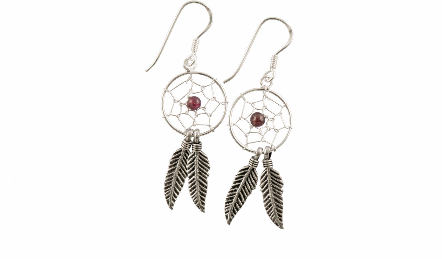 925 silver ear studs DREAMCATCHER + SEMIPRECIOUS STONE