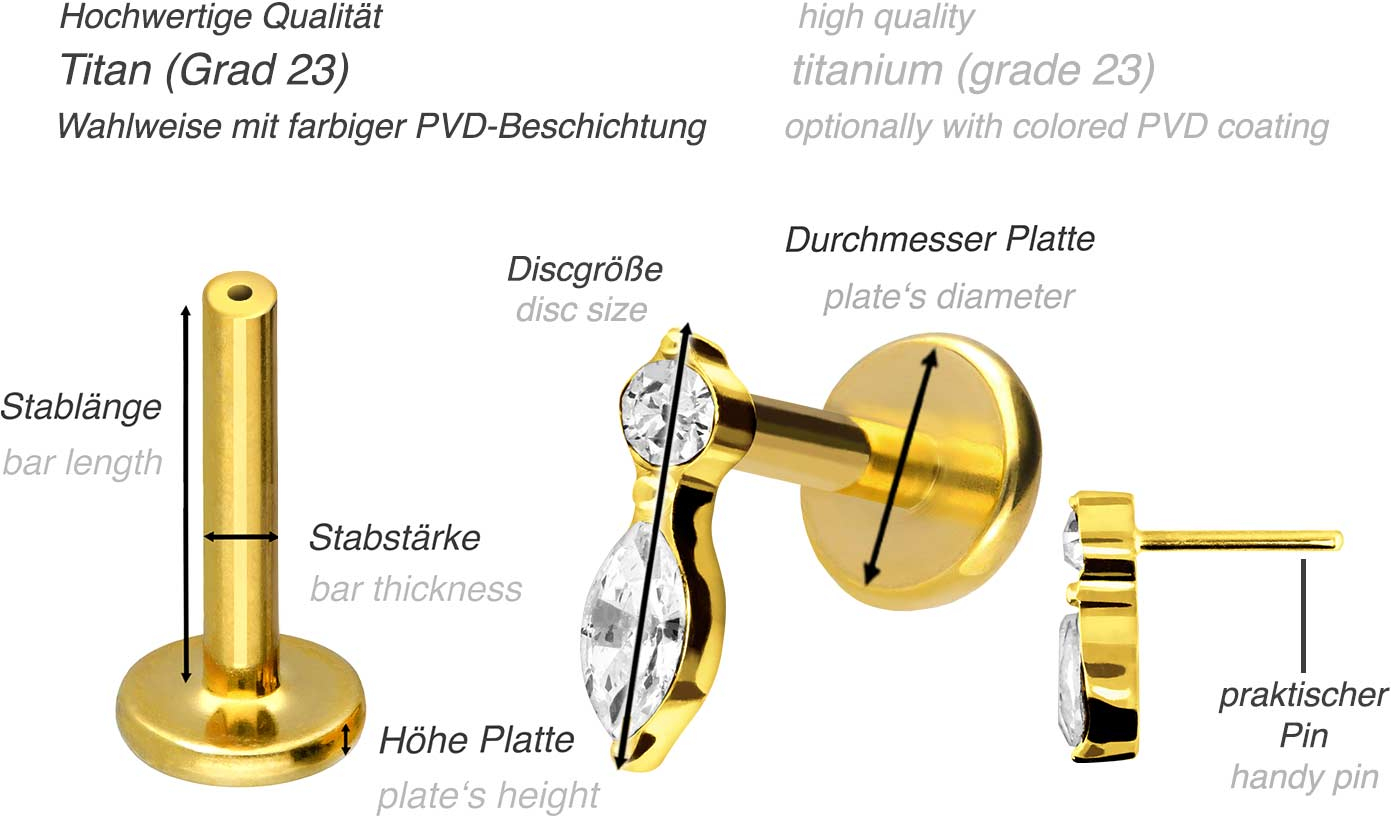 Titan Labret mit Push Fit KRISTALLBLATT