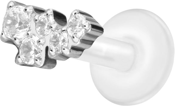 PTFE labret with internal thread + titanium attachment CRYSTAL CLOUD