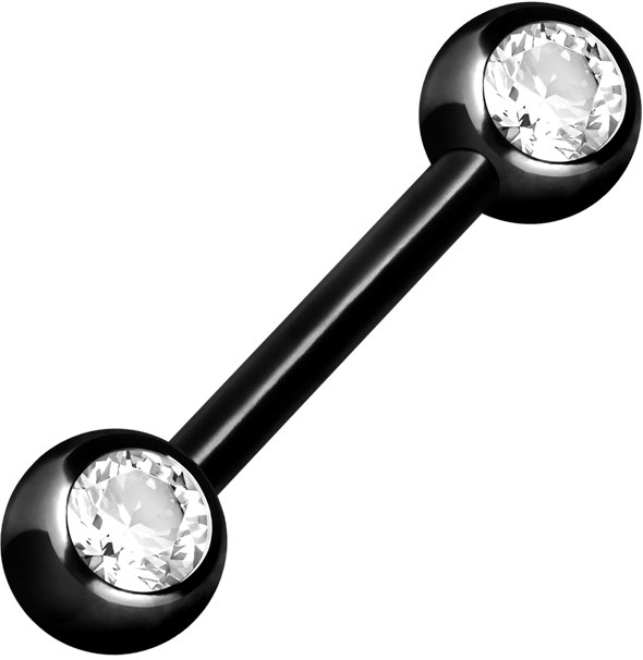 Surgical steel barbell LATERAL CRYSTALS