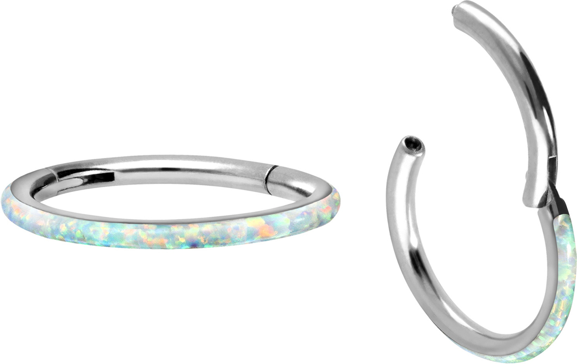 Titanium segment ring clicker SYNTHETIC OPAL