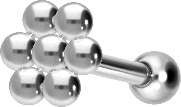 Titanium ear piercing with internal thread SPHERICAL HEXAGON