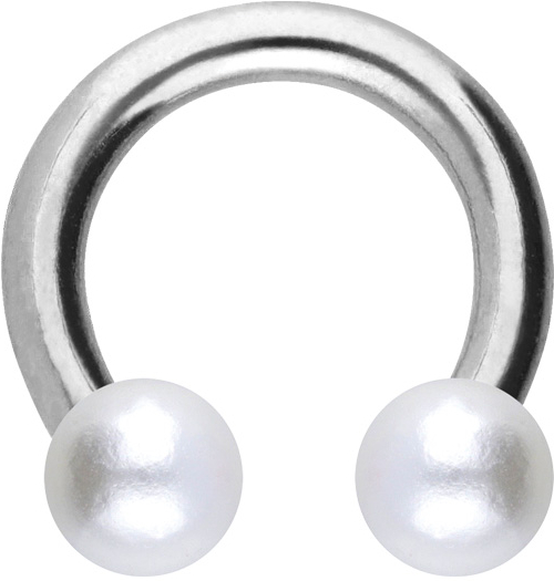 Surgical steel circular barbell SYNTHETIC PEARLS