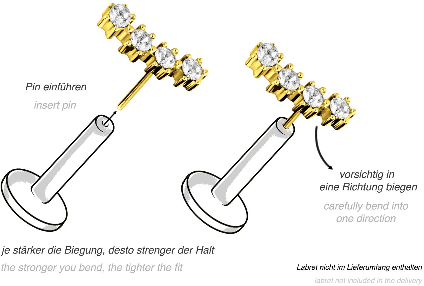 Titan Aufsatz mit Push Pin 4 EINGEFASSTE KRISTALLE