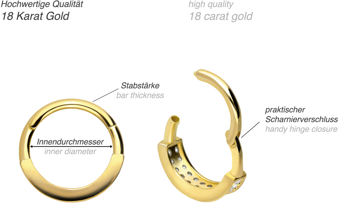 18 Karat Gold Segmentring Clicker EINGEFASSTE KRISTALLE ZWEIREIHIG