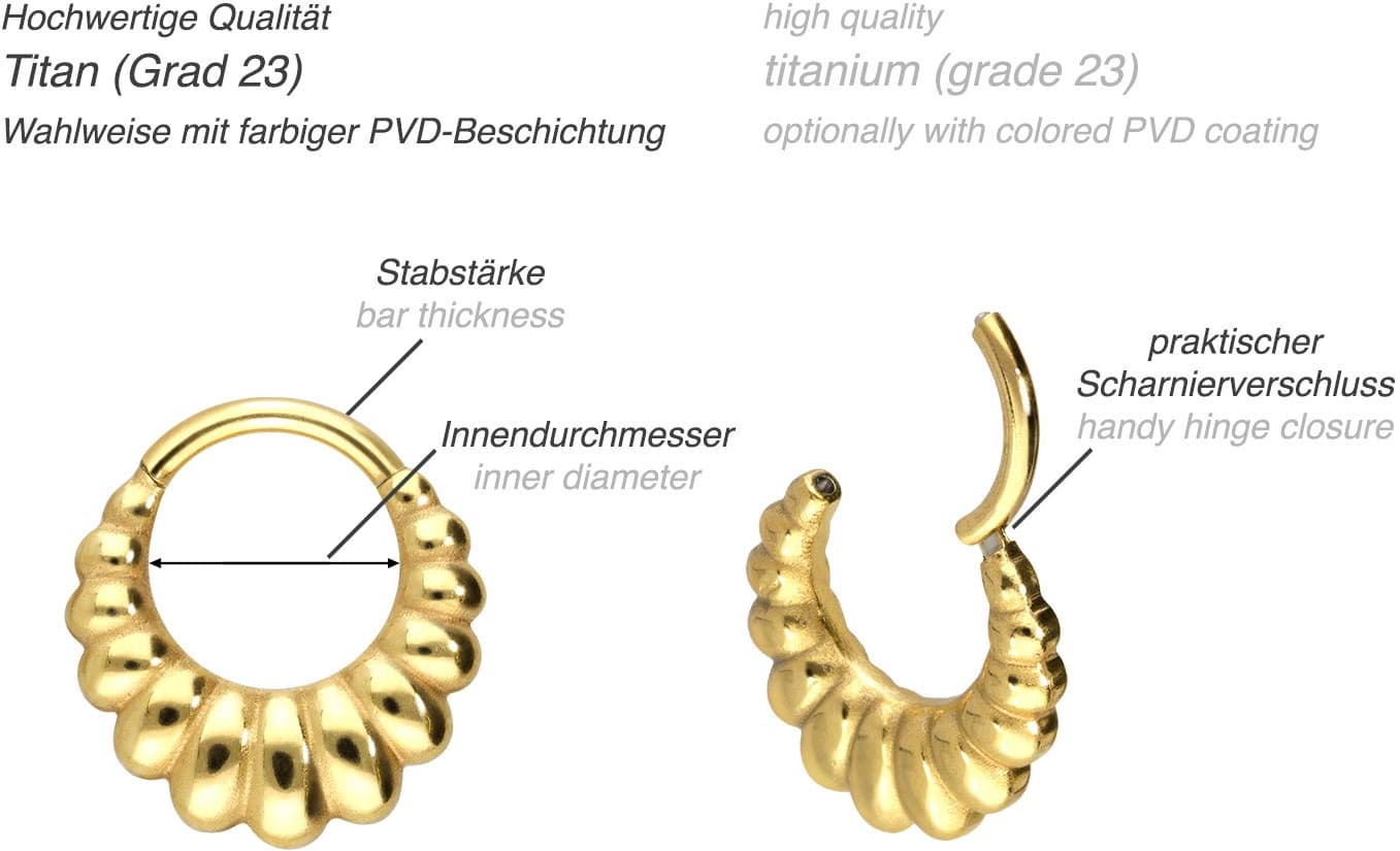 Titanium segment ring clicker SHELL DESIGN