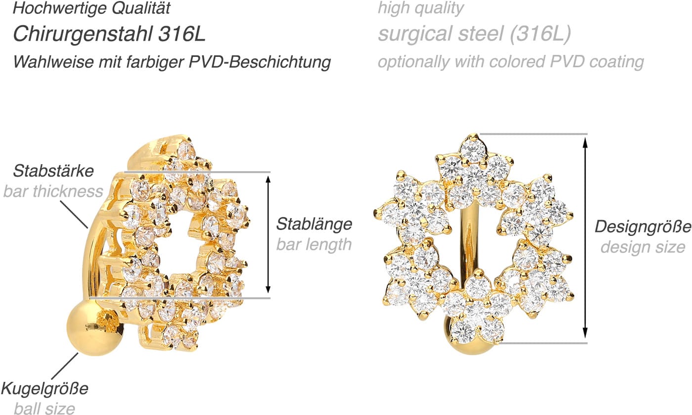 Surgical steel bananabell with brass-design FLORAL WREATH ++SALE++