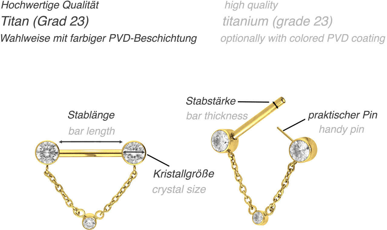 Titan Barbell mit Push Fit KETTE + KRISTALLDISCS