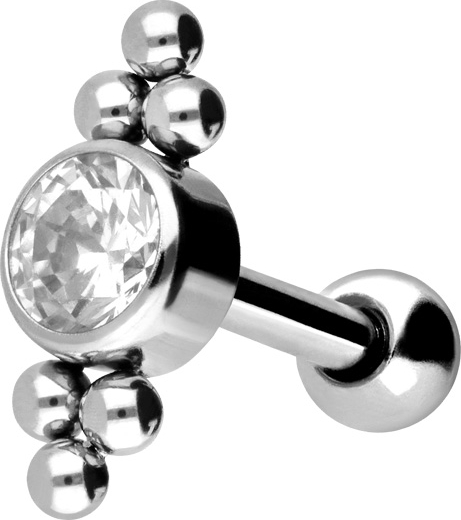 Surgical steel ear piercing CRYSTAL + BALLS