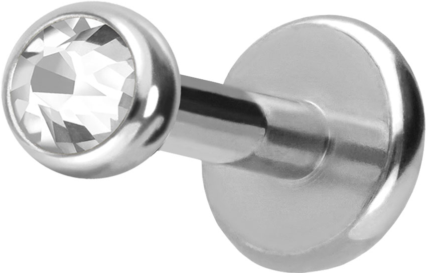 Titanium labret with push fit CRYSTAL