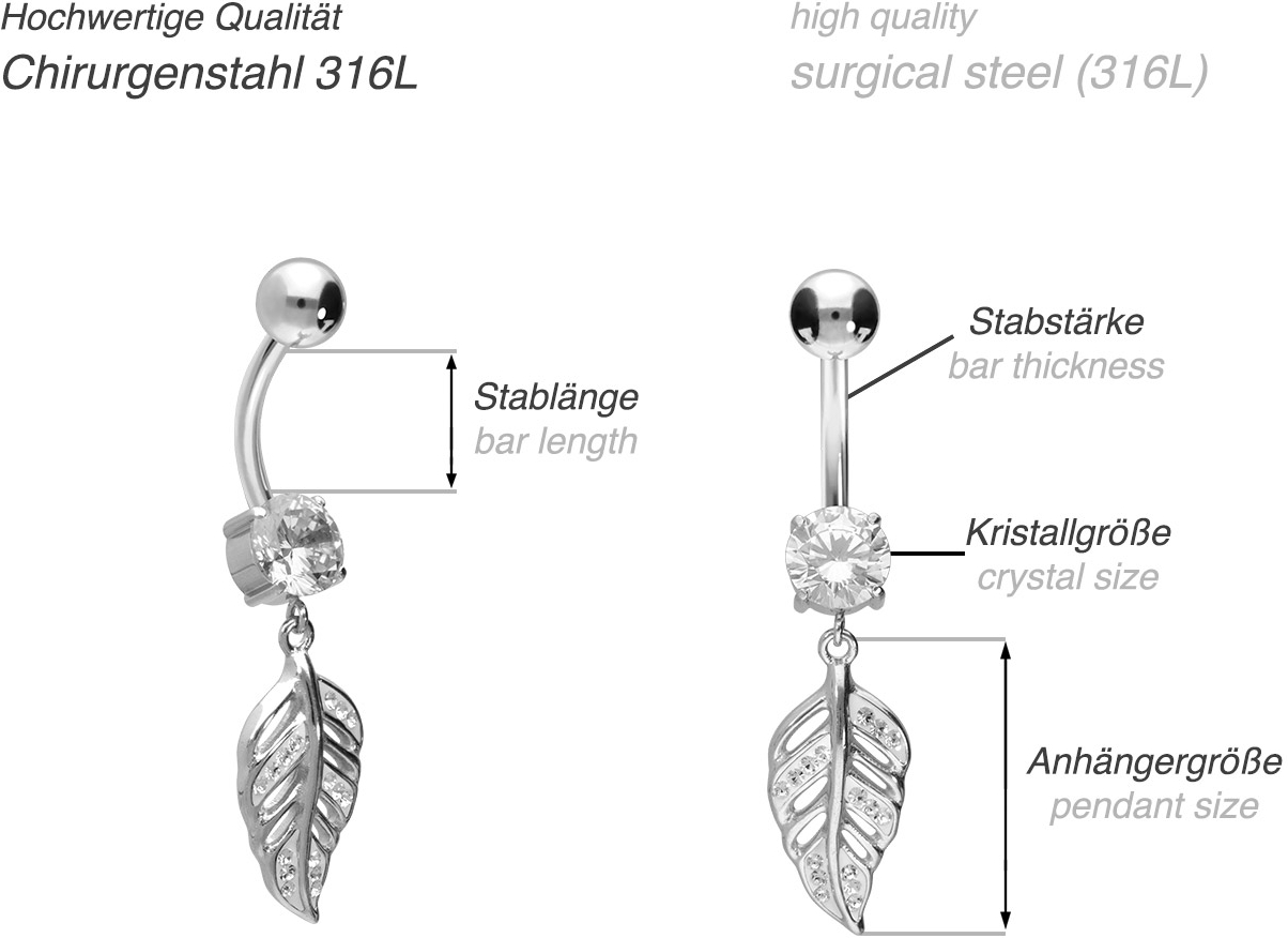 Surgical steel bananabell CRYSTAL LEAF