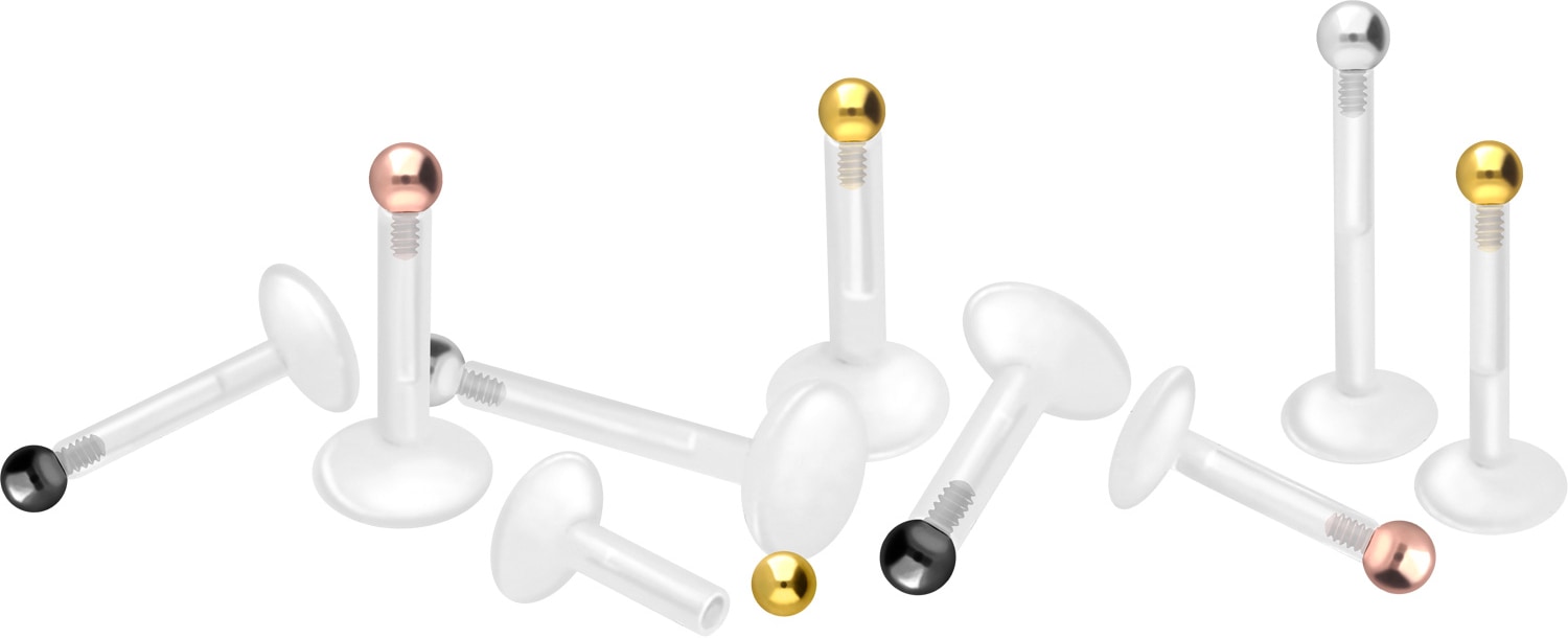 PTFE labret with internal thread + titanium attachment BALL