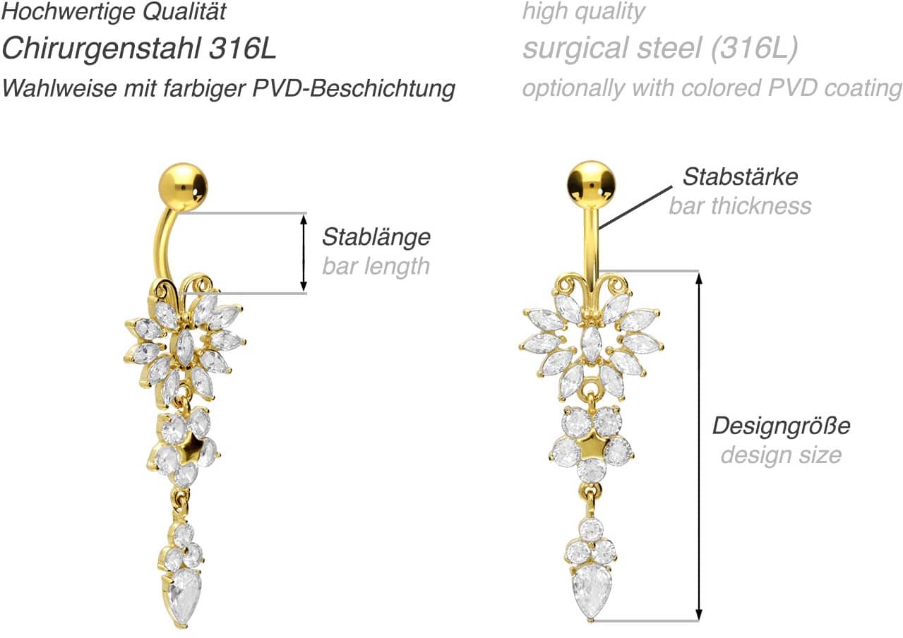 Surgical steel bananabell BUTTERFLY + FLOWER