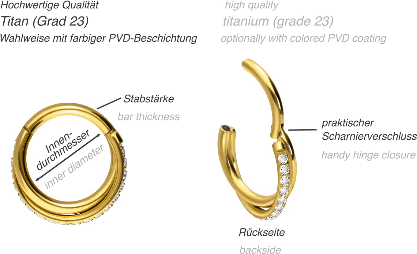 Titan Segmentring Clicker 2 RINGE ÜBERKREUZT + EINGEFASSTE KRISTALLE