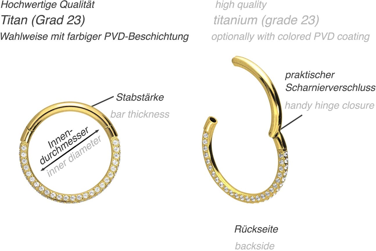 Titanium segment ring clicker CRYSTAL EDGE