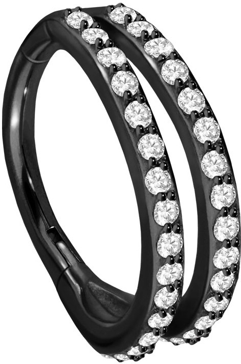 Surgical steel segment ring clicker 2 RINGS + SETTED CRYSTALS