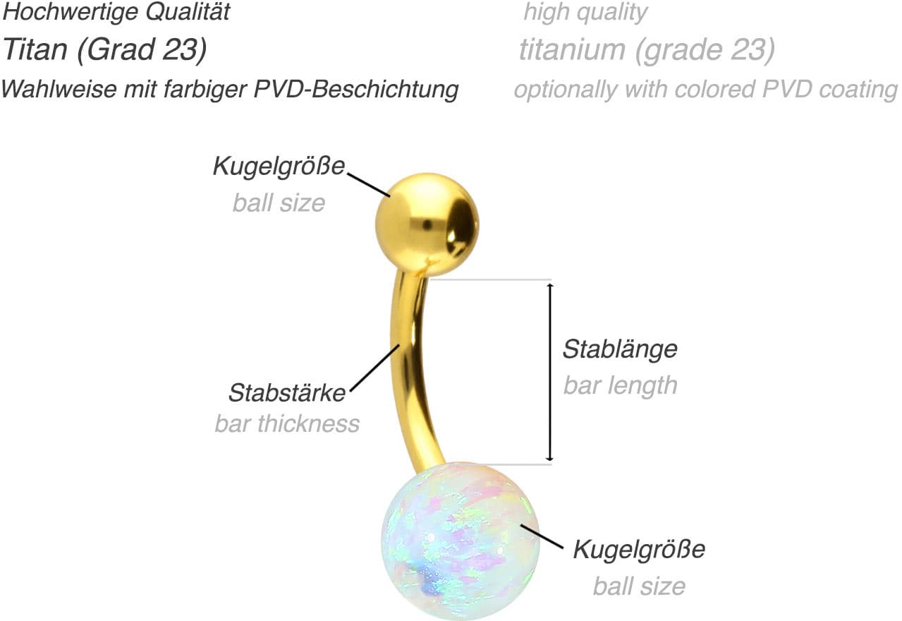 Titanium bananabell SYNTHETIC OPAL + TITANIUM BALL