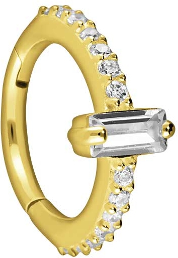 18 carat gold segment ring clicker CRYSTAL RECTANGLE + SETTED CRYSTALS