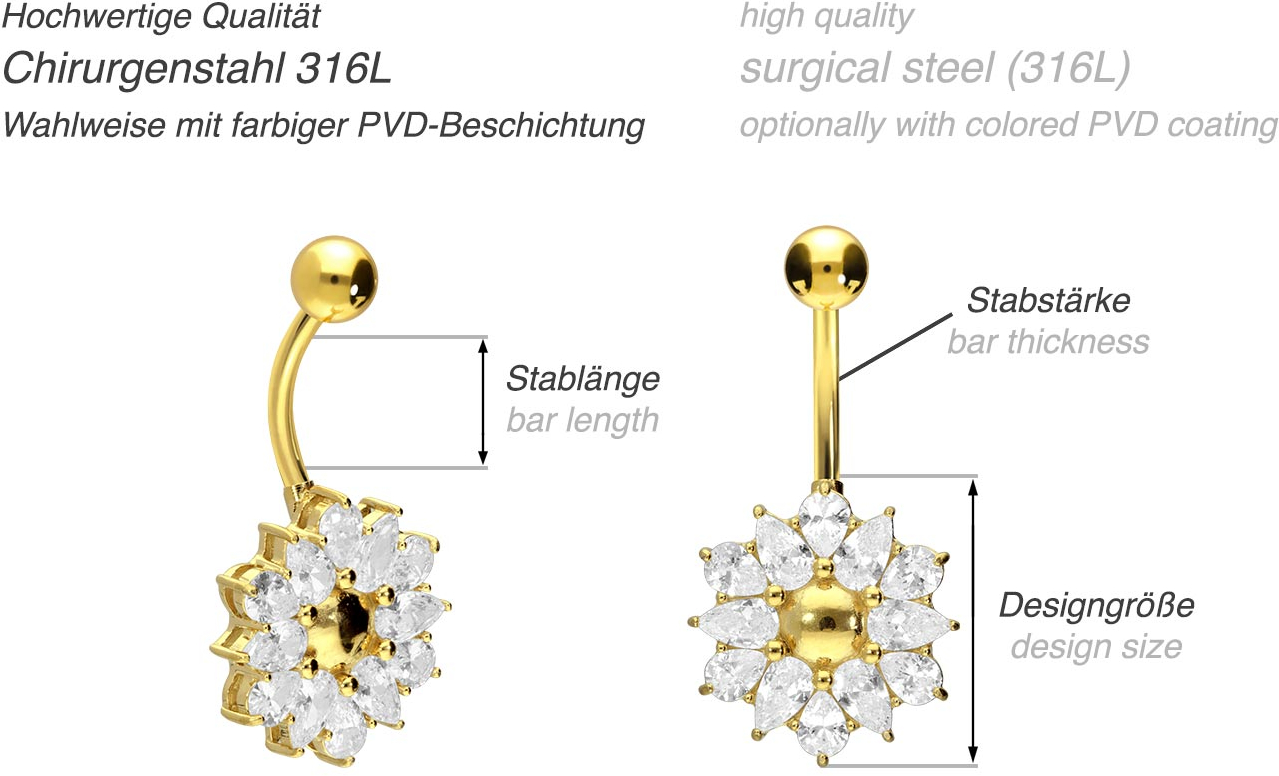 Surgical steel bananabell CRYSTAL FLOWER